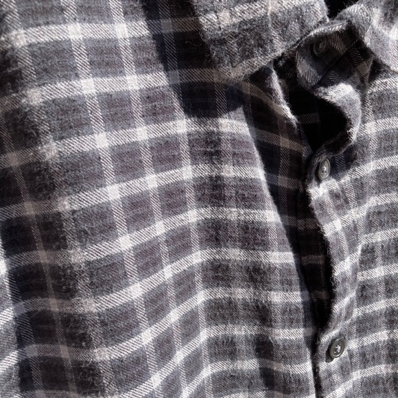 Men's Lucky Brand Black Plaid Flannel XL Button Pockets Logo Classic Slim Fit - Picture 8 of 11